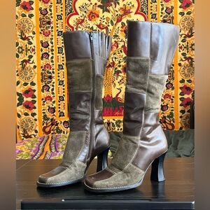 Vintage Brown Leather and Suede Women's Boots